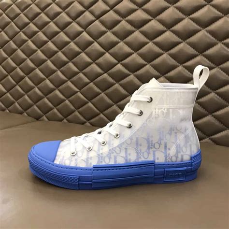 b23 high-top sneaker in gradient blue dior oblique|Dior b23 logo shoes.